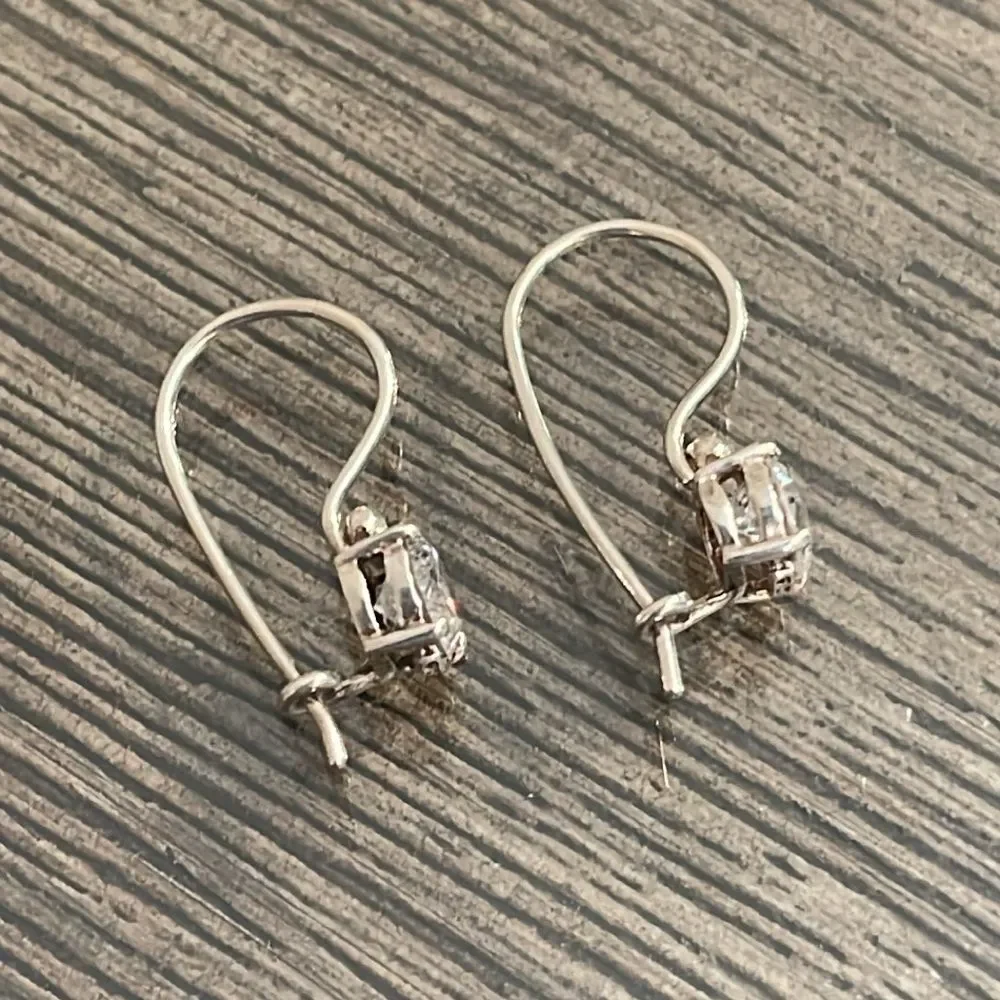 Vintage Sterling Silver Wire CZ Earrings